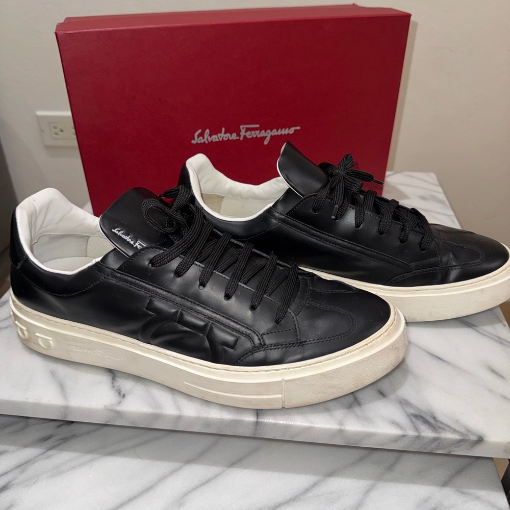 Salvatore Ferragamo Black and White Men's Sneakers